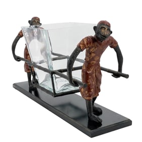 Bronze Cold Painted Monkey Centerpiece