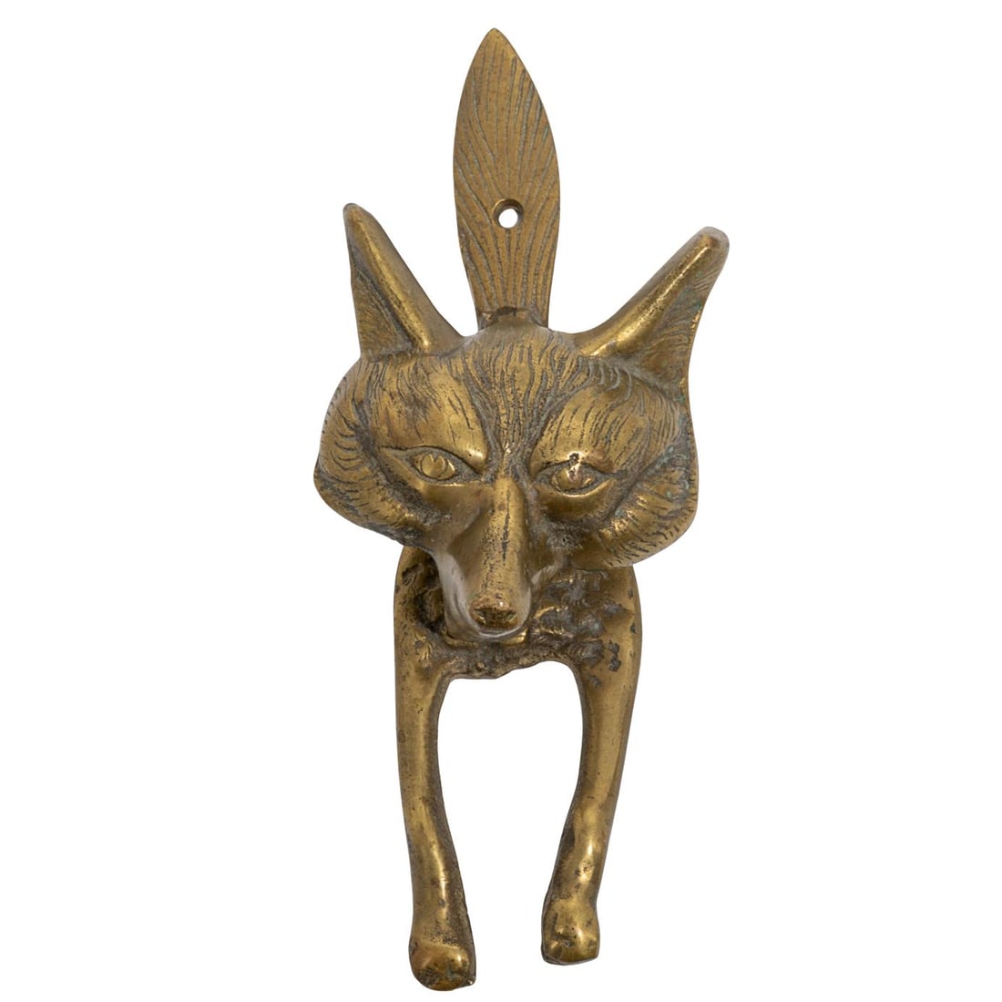 Vintage Solid Brass Fox Head Door Knocker (1 of 4)