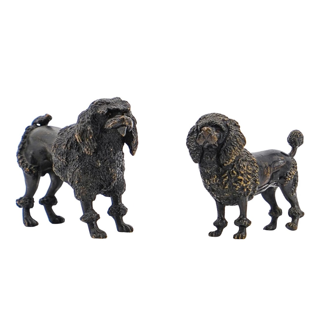 (2 Pc) Antique Bronze Poodle Dog Figurines (1 of 7)