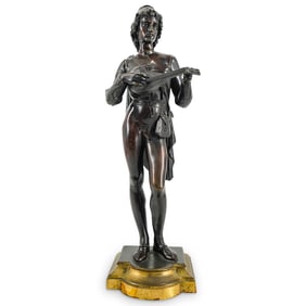 Antique Bronze Musician Sculpture