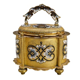 Antique Italian Gilt Bronze Enameled Box