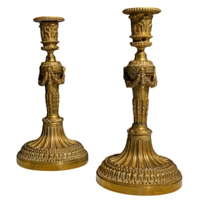 Pair Of French Bronze Candlesticks