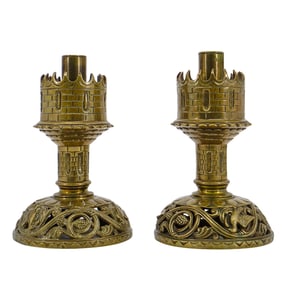 Pair of Antique European Bronze Candlesticks