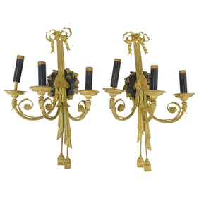 (2 Pc) French Gilt Bronze Sconces
