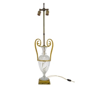 Baccarat Style Gilt Bronze Mounted Crystal Cut Table Lamp