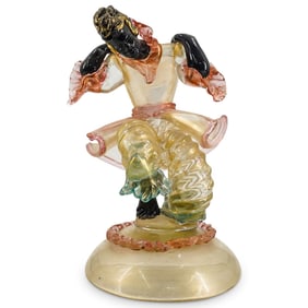 Mid 20th Cent. Murano Art Glass "Kneeling Blackamoor" Sculpture