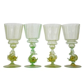 (4 pcs) Murano Venetian Fish Glasses