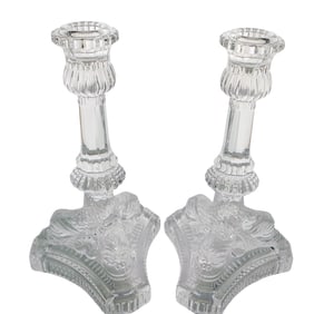 (2pc) Tiffany & Co. Crystal Dolphin Candlesticks
