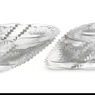 Lalique "Arums" Crystal Bowl: Lalique "Arums" Crystal BowlLate 20th century, FranceLalique "Arums" crystal bowl featuring foliage motif. "Lalique France" on underside.H: 3.75" W: 8" L: 9.25"