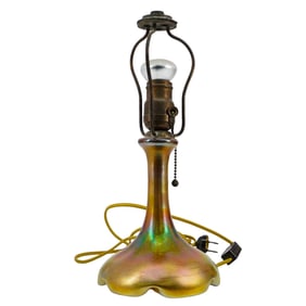 Antique Steuben Gold Aurene Glass Lamp Base