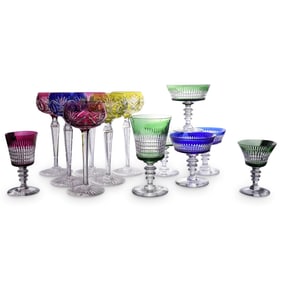 (13 Pc) Bohemian Cut Crystal Stemware Set