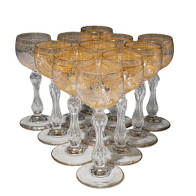 (11 pcs) St. Louis Crystal Style Floral Port Glasses