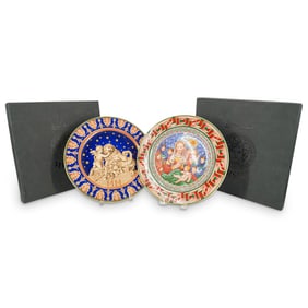 (2 Pc) Rosenthal For Versace Porcelain Christmas Plates In Boxes