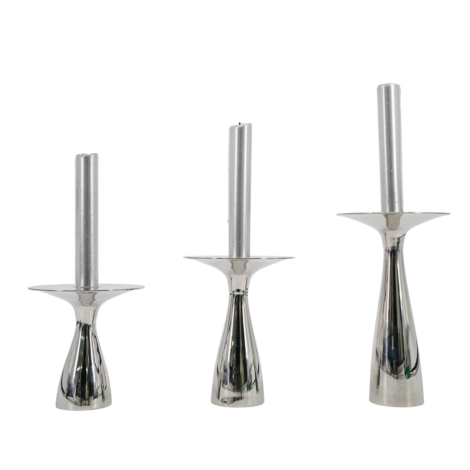 (3 pcs) Set of Georg Jensen "Alfredo" Stainless Steel Candle Holders (1 of 5)