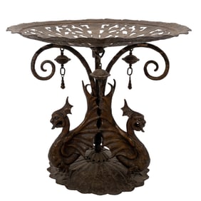 Southeast Asian Dragon Bronze Centerpiece Pedestal