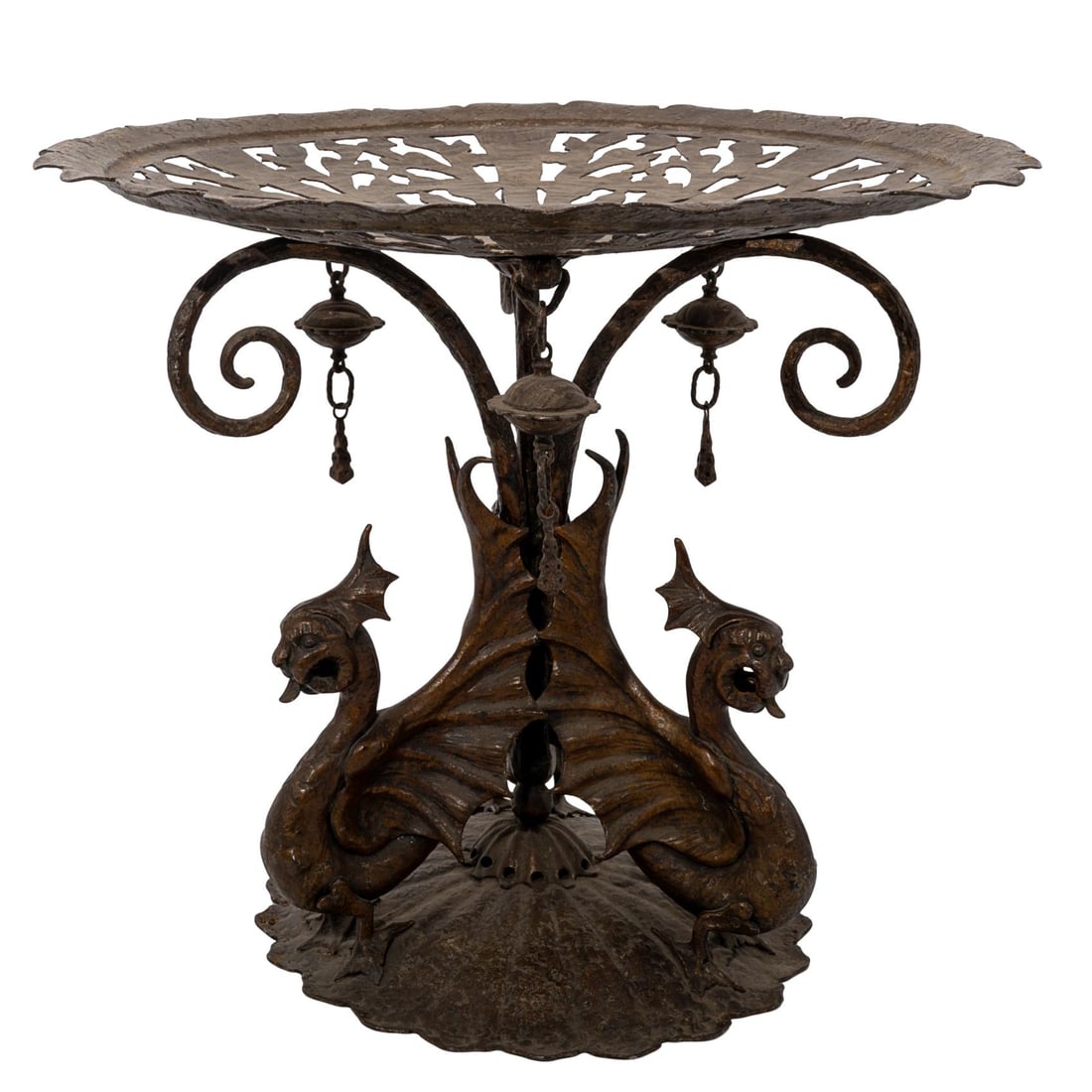 Southeast Asian Dragon Bronze Centerpiece Pedestal (1 of 6)