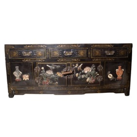 Chinese Black Lacquered Sideboard Cabinet