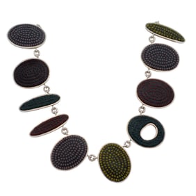 Mary Kanda Artisan Bead Mosaic Sterling Necklace