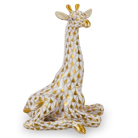 Herend Guild 1999 "Baby Giraffe" Gold Fishnet Porcelain Figurine