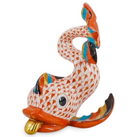 Herend Porcelain "Dolphin" Rust Fishnet Figurine