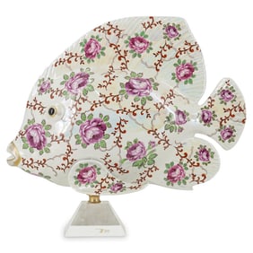 Italian Mangani Porcelain Opalescent Fish Centerpiece