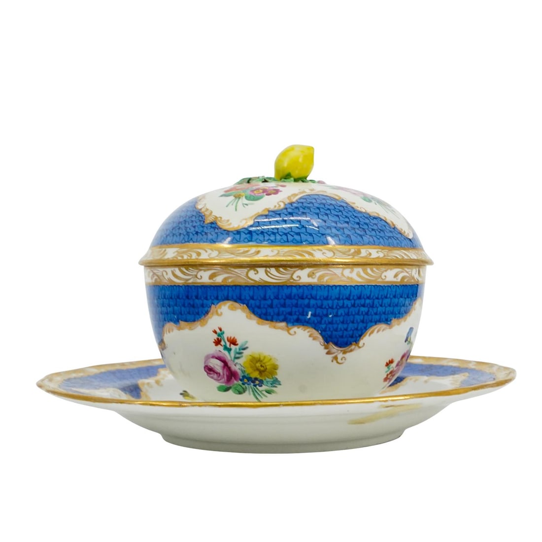 (2 Pc) Antique Vienna Porcelain Covered Bowl W/ Underplate (1 of 12)