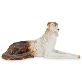 Czech Royal Dux Russian Borzoi Dog Porcelain Figurine