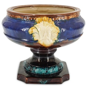 Large Cobalt Blue Majolica Jardiniere