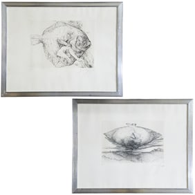 Pair of Gunter Grass (German, 1927-2015) Artist Proof Flounder Lithographs
