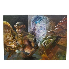 Large Jesus Villarreal (Venezuelan, b. 1953) "El Gaurdian" Mixed Media Painting