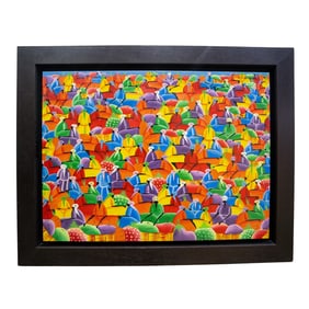 Style of Laurent Casimir Large Haitian Market Oil on Canvas
