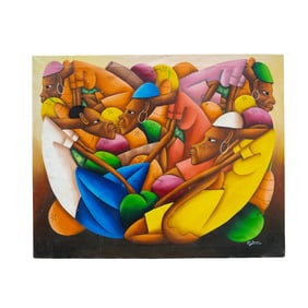 Jean Bruno Louisius (Haitian, B. 1952) Figural Oil on Canvas