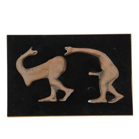 Erotic Bronze Sculpture on Wood