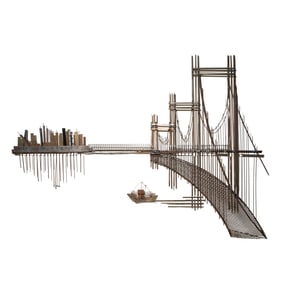 Robert Wiley Welded Copper & Brass Bridge Wall Sculpture