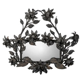 Art Nouveau Floral Wrought Iron Wall Mirror