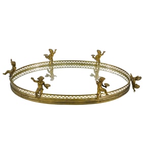 Antique Ormolu Cherubim Plateau Mirror