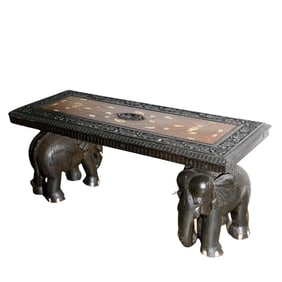 Anglo-Indian Elephant Marquetry Table
