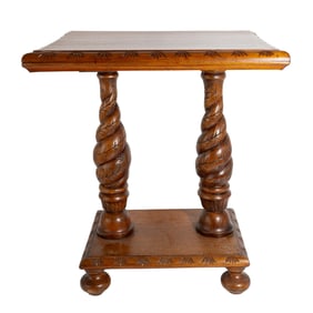 1970s Italian Carved Wood Side Accent Table