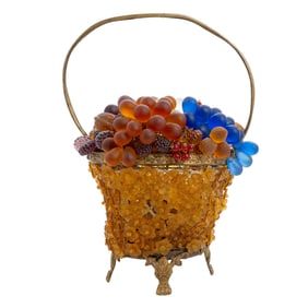 Czechoslavakian Glass Fruit Table Lamp