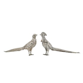 Pair of Weidlich Brothers Silver Plated Pheasants