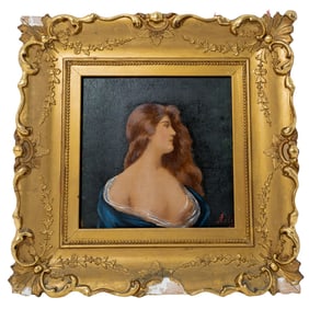 Angelo Asti (1847-1903, Italian) Red Haired Muse Portrait