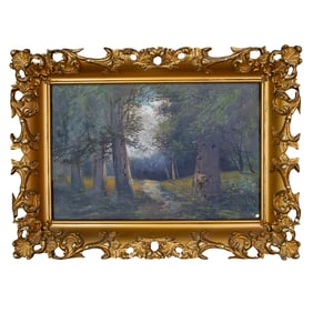 Signed "Lovi" Forest Landscape Oil on Canvas