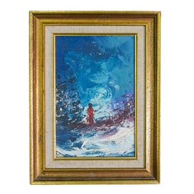 Signed "Alessandro" Abstract Winter Landscape