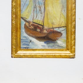 Miniature Signed Ship Painting