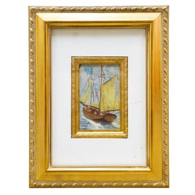 Miniature Signed Ship Painting