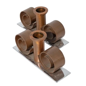 (2 Pc) Mid Century Copper Candleholders