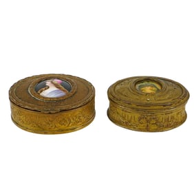 (2 Pcs) Victorian French Bronze Trinket Boxes