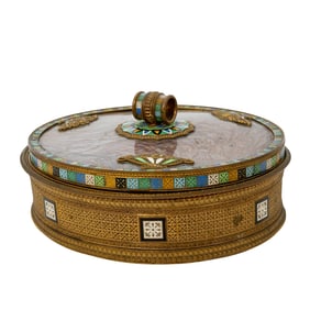 Antique Bronze and Enamel Vanity Box