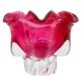 Bohemian Cranberry Glass Bowl
