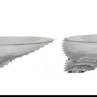 Steuben 'Coronet' Glass Bowl By Donald Pollard: Steuben 'Coronet' Glass Bowl By Donald Pollard20th Century, USASteuben glass "Coronet" bowl #8059, designed by Donald Pollard featuring tripod looping footed bottom. Etched Steuben signature on base.